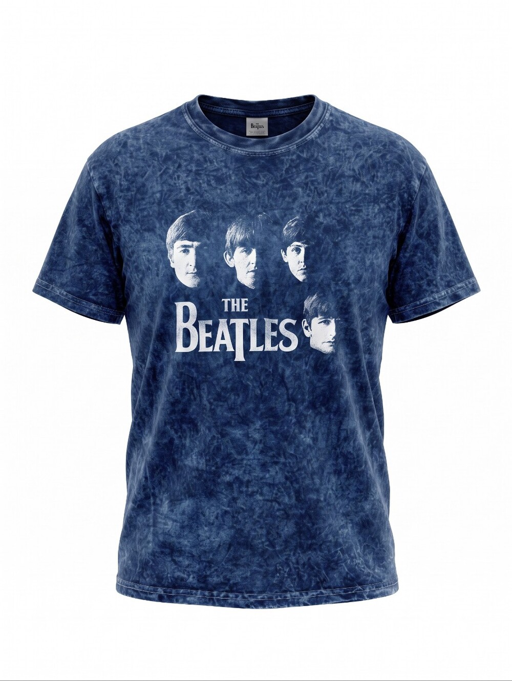 The Beatles Navy Blue Tie-Dye Graphic Tee Bands Retro Streetwear